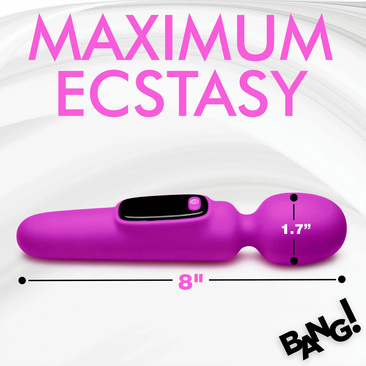 BANG! Digital Display Rechargeable Waterproof Silicone Wand Style Vibrator - Purple - Image 13