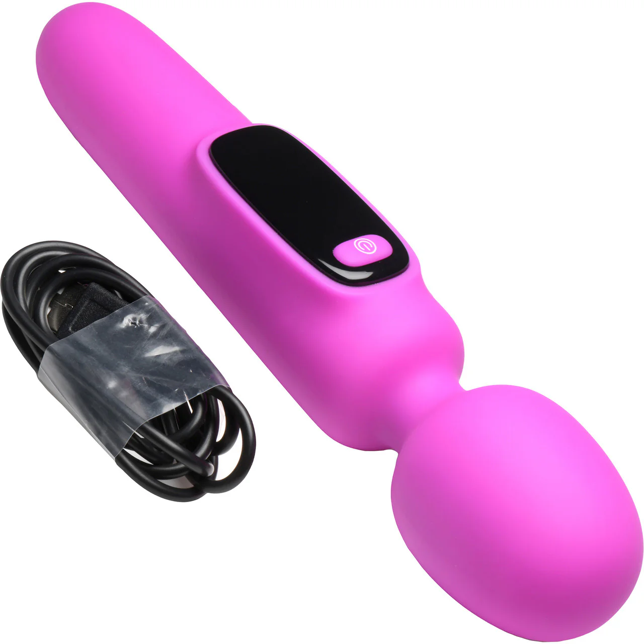 BANG! Digital Display Rechargeable Waterproof Silicone Wand Style Vibrator - Purple - Image 8