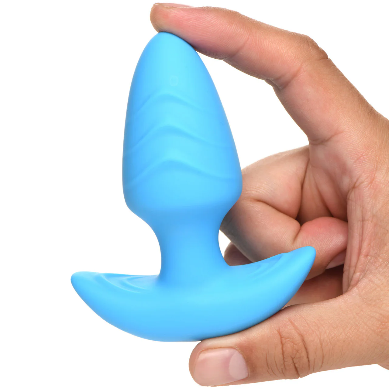 BANG! Rechargeable Rotating & Vibrating Silicone Butt Plug With Remote - Blue - Image 5