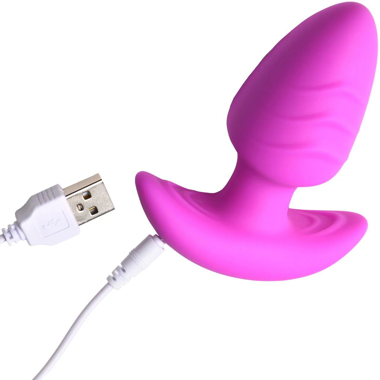 BANG! Rechargeable Rotating & Vibrating Silicone Butt Plug With Remote - Purple - Image 8