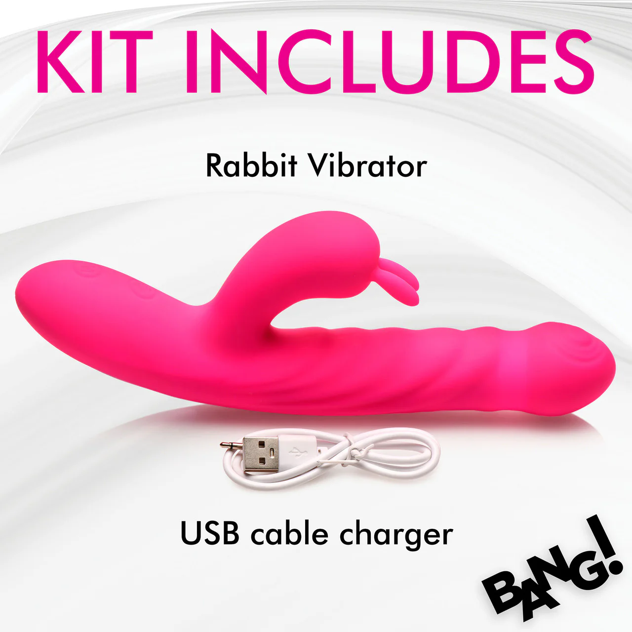 BANG! Thrusting & Vibrating Rabbit Rechargeable Silicone Dual Stimulation Vibrator - Pink - Image 13