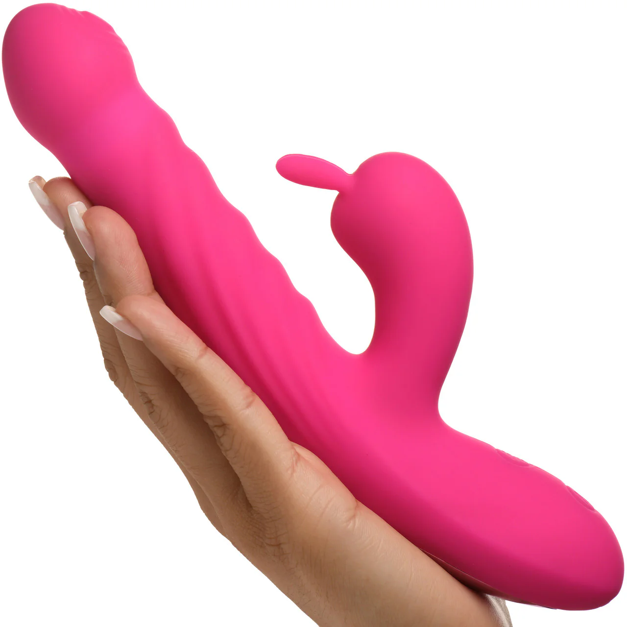 BANG! Thrusting & Vibrating Rabbit Rechargeable Silicone Dual Stimulation Vibrator - Pink - Image 2
