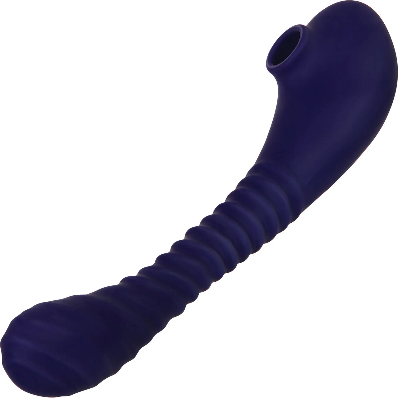 Bendable Sucker Silicone Rechargeable Dual Stim Clitoral Sucker & Insertable Textured Vibrator By Evolved Novelties - Image 4