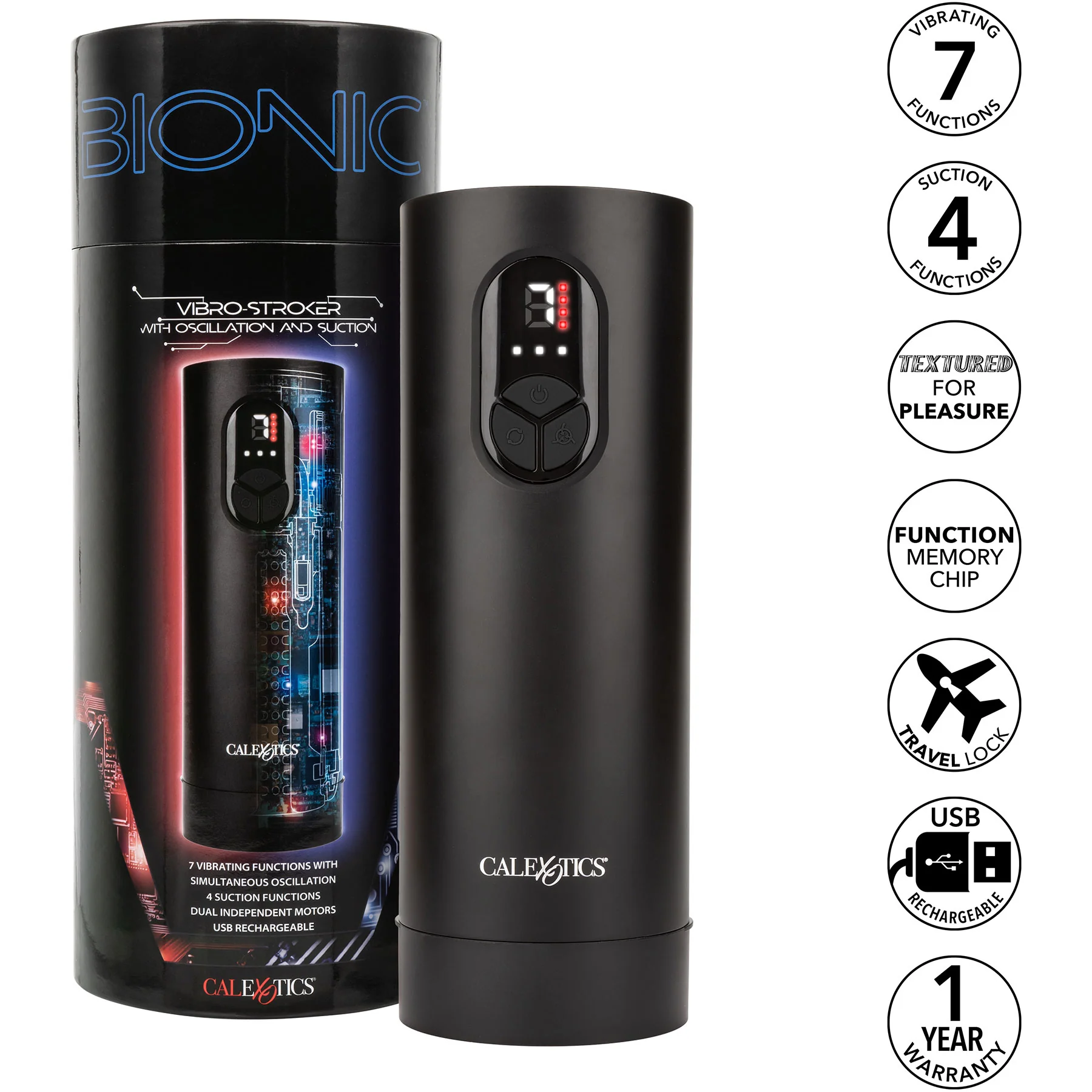 Bionic™ Sucking and Vibrating Penis Masturbator By CalExotics - Image 8