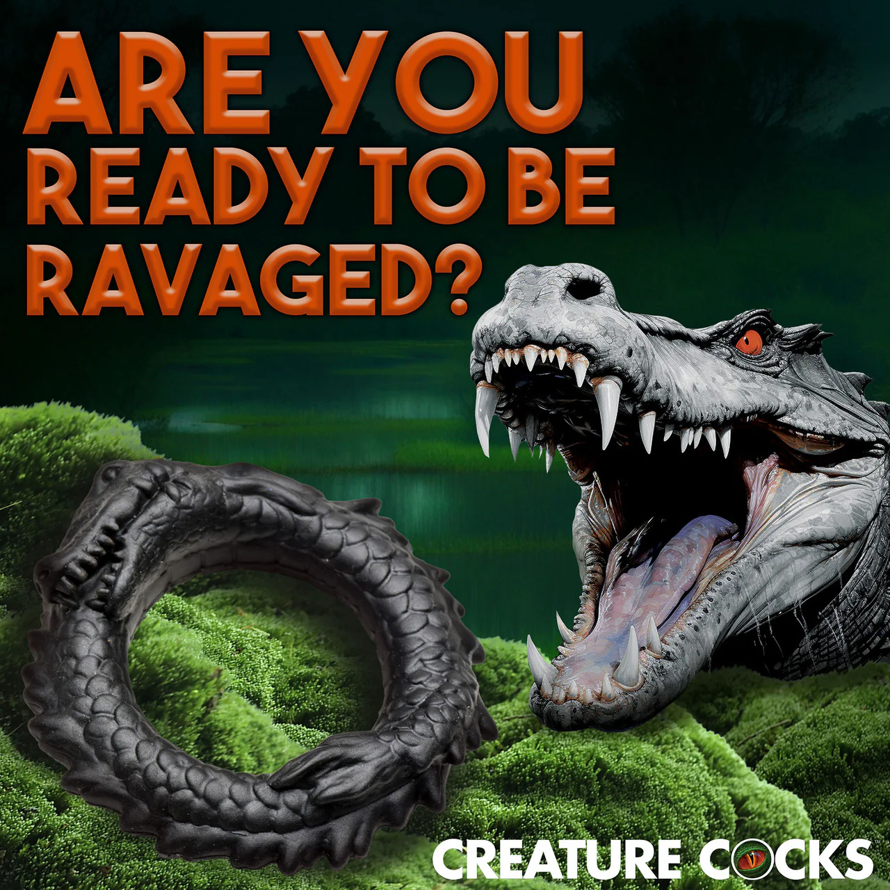 Black Caiman Silicone Cock Ring By Creature Cocks - Image 10