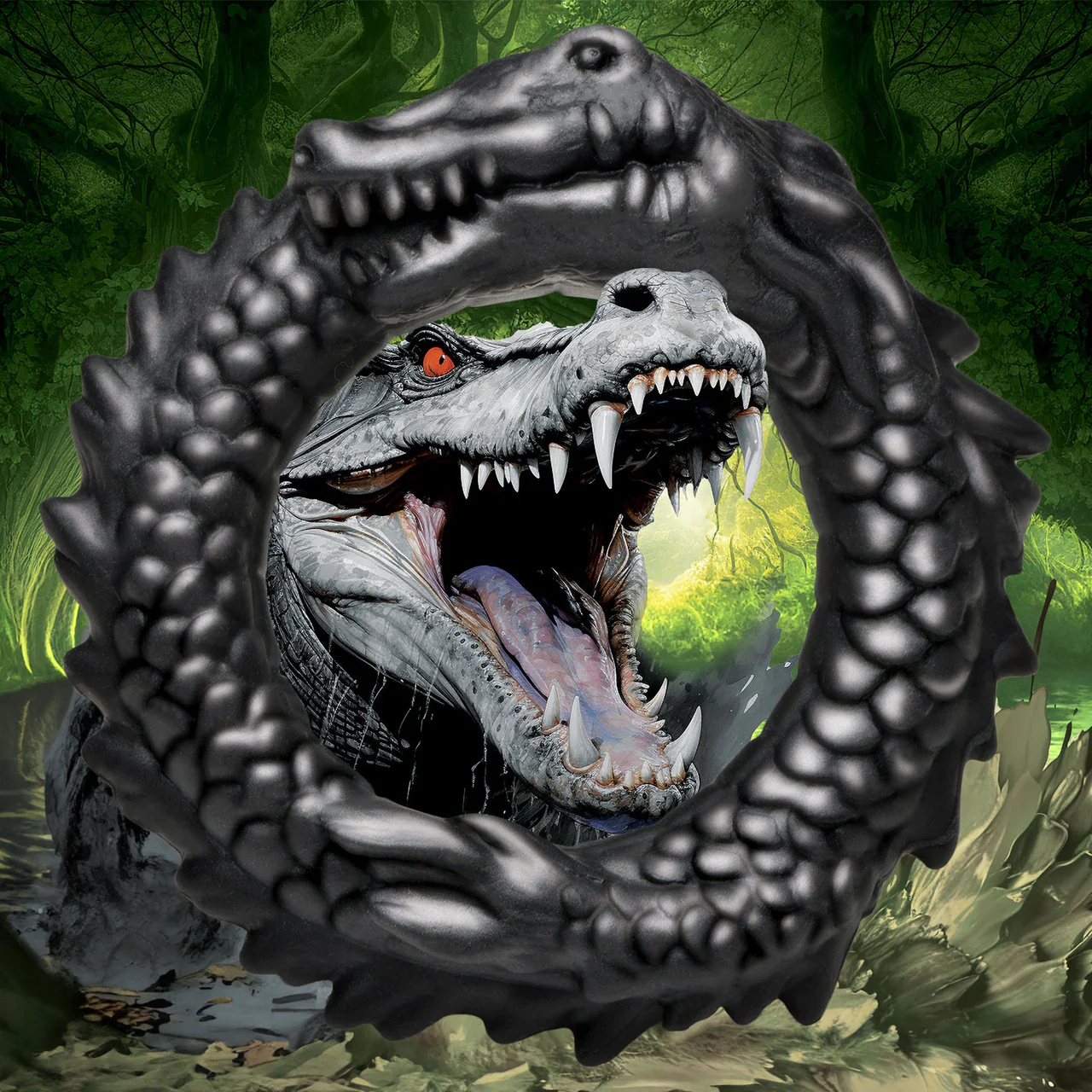 Black Caiman Silicone Cock Ring By Creature Cocks - Image 12