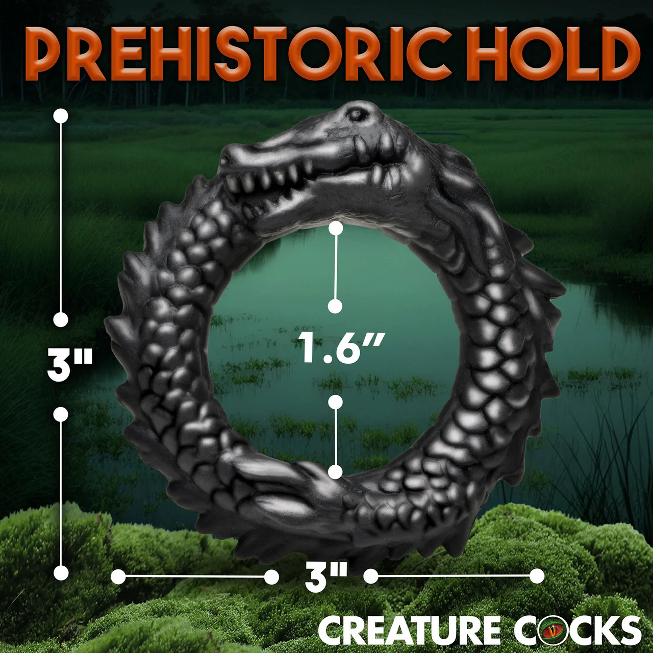 Black Caiman Silicone Cock Ring By Creature Cocks - Image 3