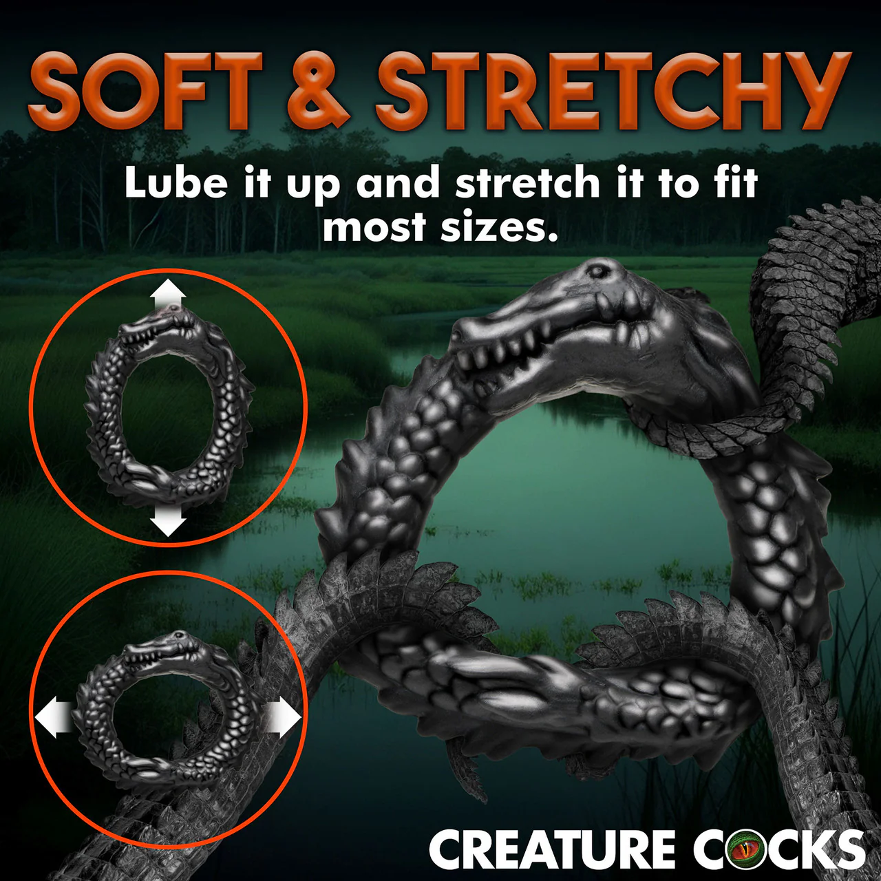 Black Caiman Silicone Cock Ring By Creature Cocks - Image 8