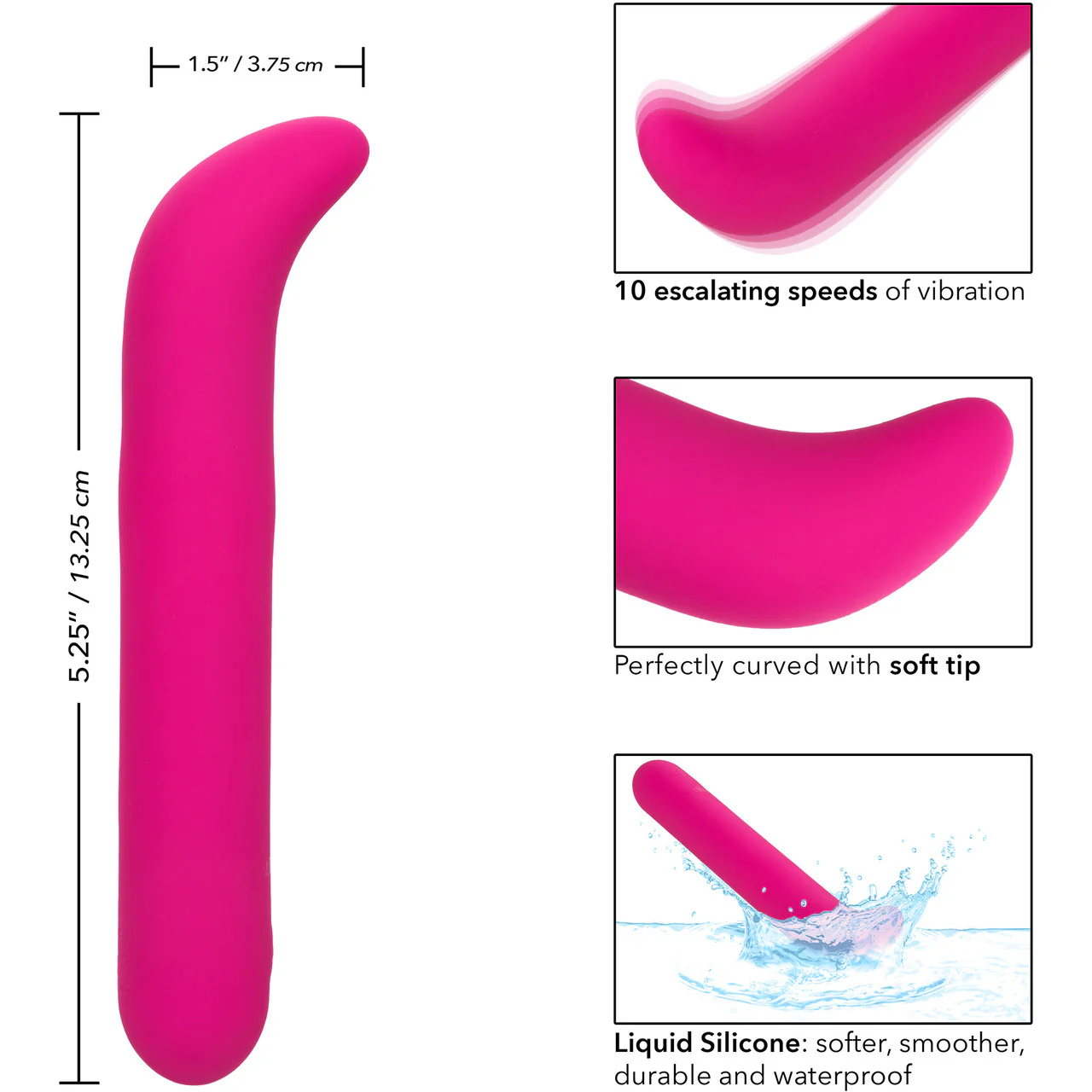 Bliss Liquid Silicone G Vibe Rechargeable Waterproof G-Spot Vibrator - Pink - Image 9