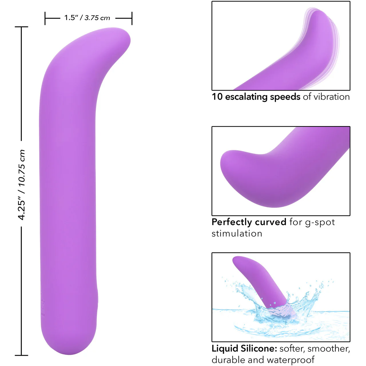 Bliss Liquid Silicone Mini G Vibe Rechargeable Waterproof G-Spot Vibrator - Purple - Image 10