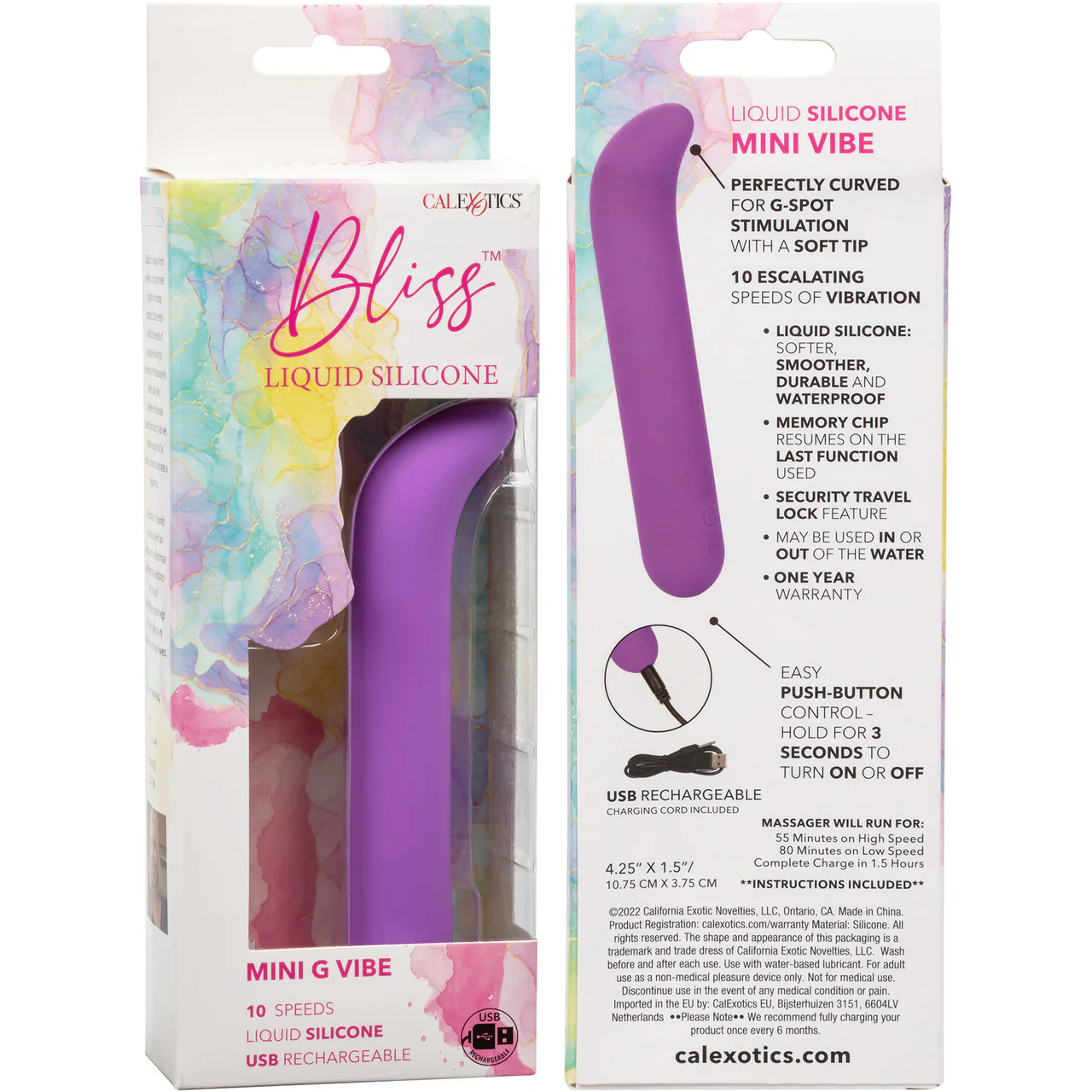 Bliss Liquid Silicone Mini G Vibe Rechargeable Waterproof G-Spot Vibrator - Purple - Image 11