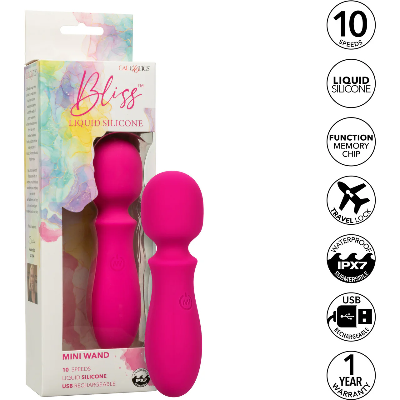 Bliss Liquid Silicone Mini Wand Rechargeable Waterproof Vibrator - Pink - Image 10