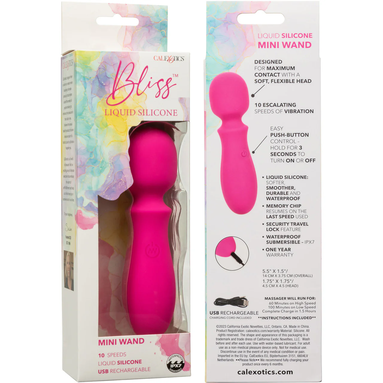 Bliss Liquid Silicone Mini Wand Rechargeable Waterproof Vibrator - Pink - Image 11