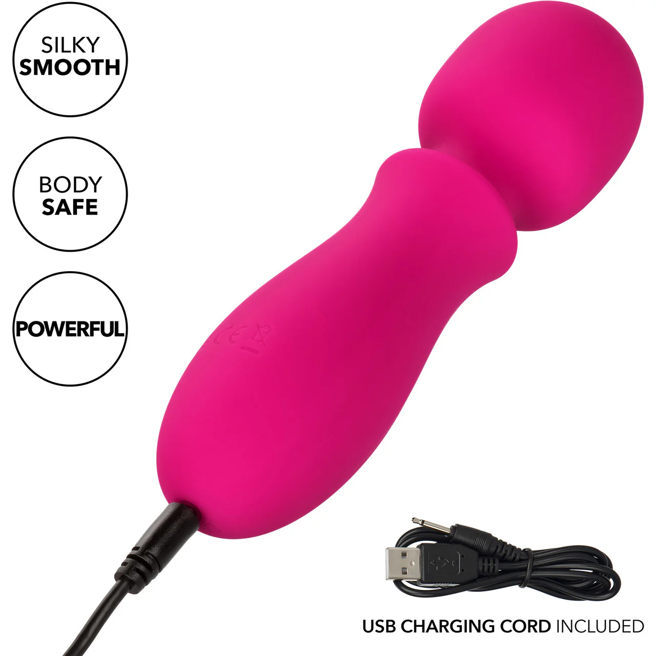 Bliss Liquid Silicone Mini Wand Rechargeable Waterproof Vibrator - Pink - Image 8