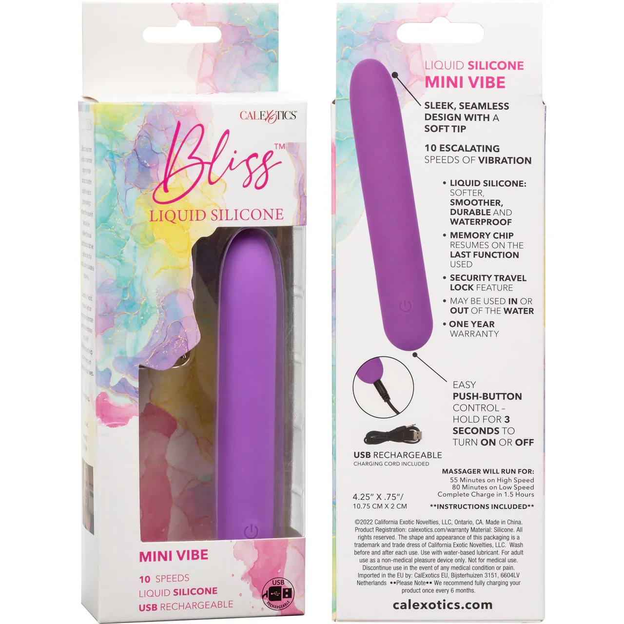 Bliss Liquid Silicone Rechargeable Waterproof Mini Vibrator - Purple - Image 11
