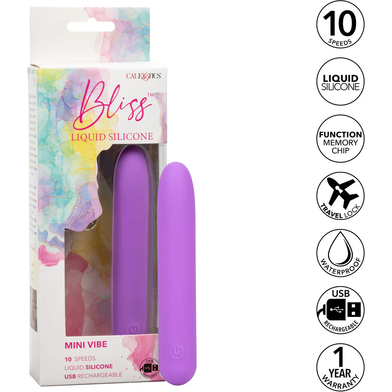 Bliss Liquid Silicone Rechargeable Waterproof Mini Vibrator - Purple - Image 9