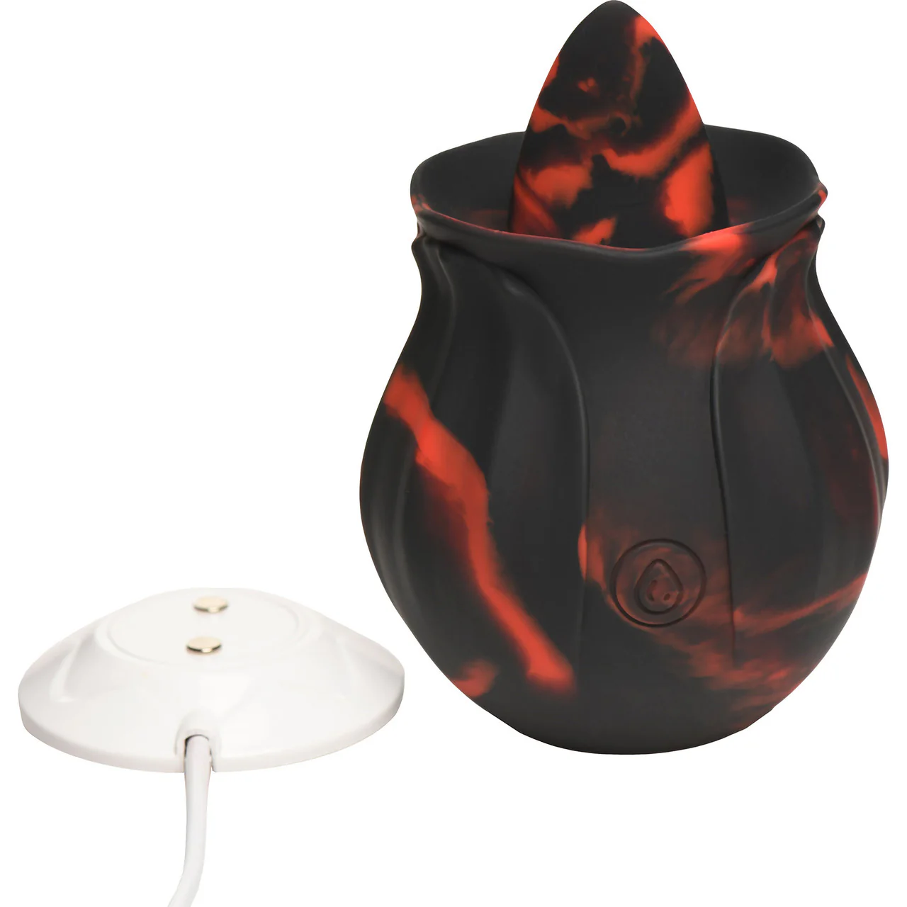 Bloomgasm Black Kiss Rimming Rose Rechargeable Flickering Tongue Vibrator - Black & Red - Image 6