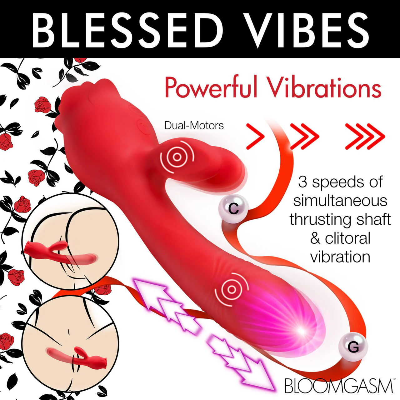Bloomgasm Blooming Bunny Rechargeable Sucking & Thrusting Silicone Rabbit Vibrator - Image 16