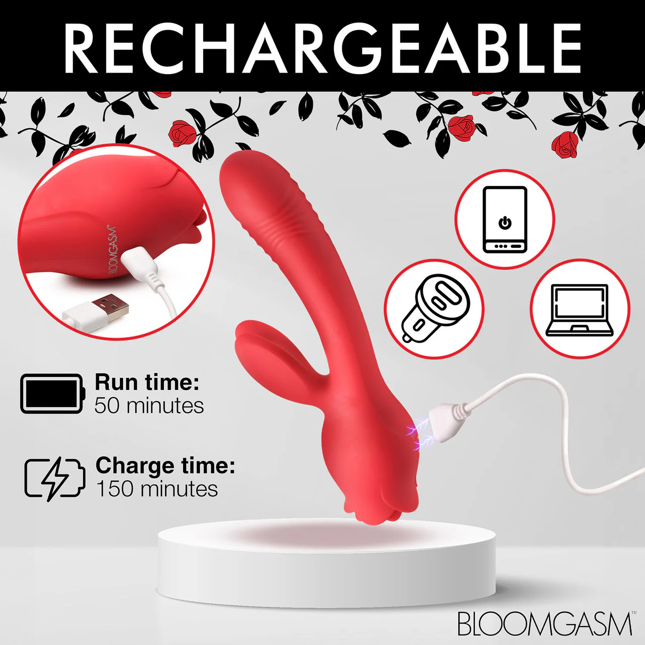 Bloomgasm Blooming Bunny Rechargeable Sucking & Thrusting Silicone Rabbit Vibrator - Image 19