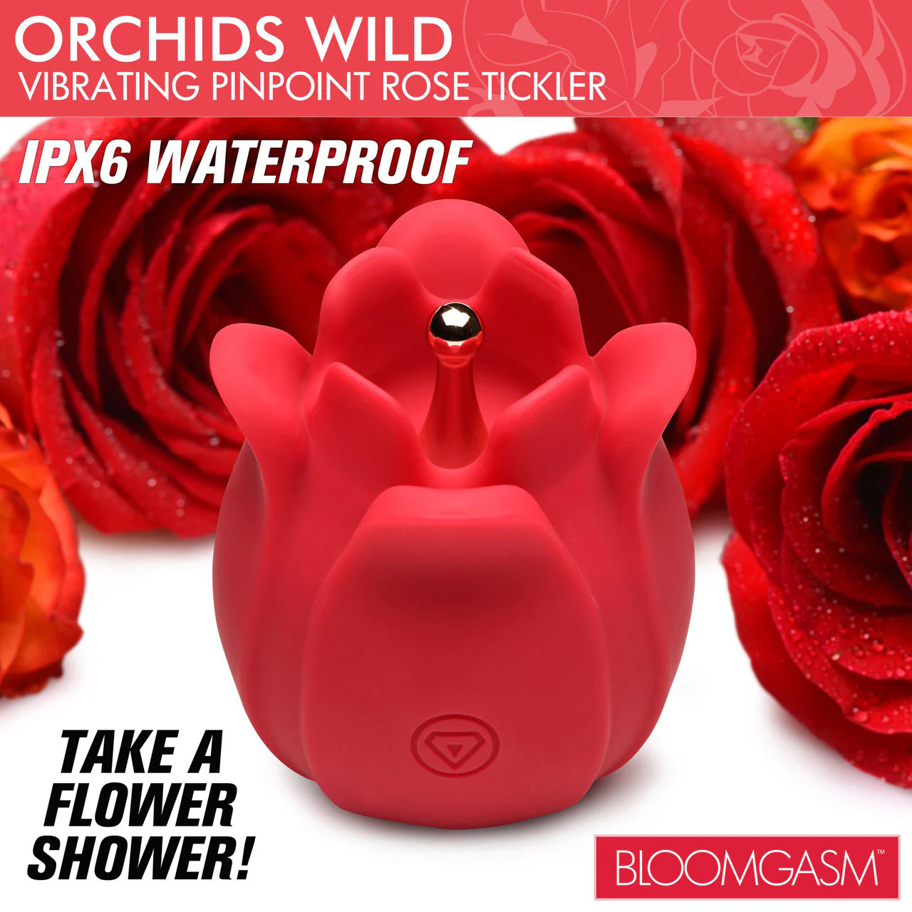 Bloomgasm Orchids Wild Vibrating Pinpoint Rose Tickler Rechargeable Silicone Clitoral Stimulator - Red - Image 11