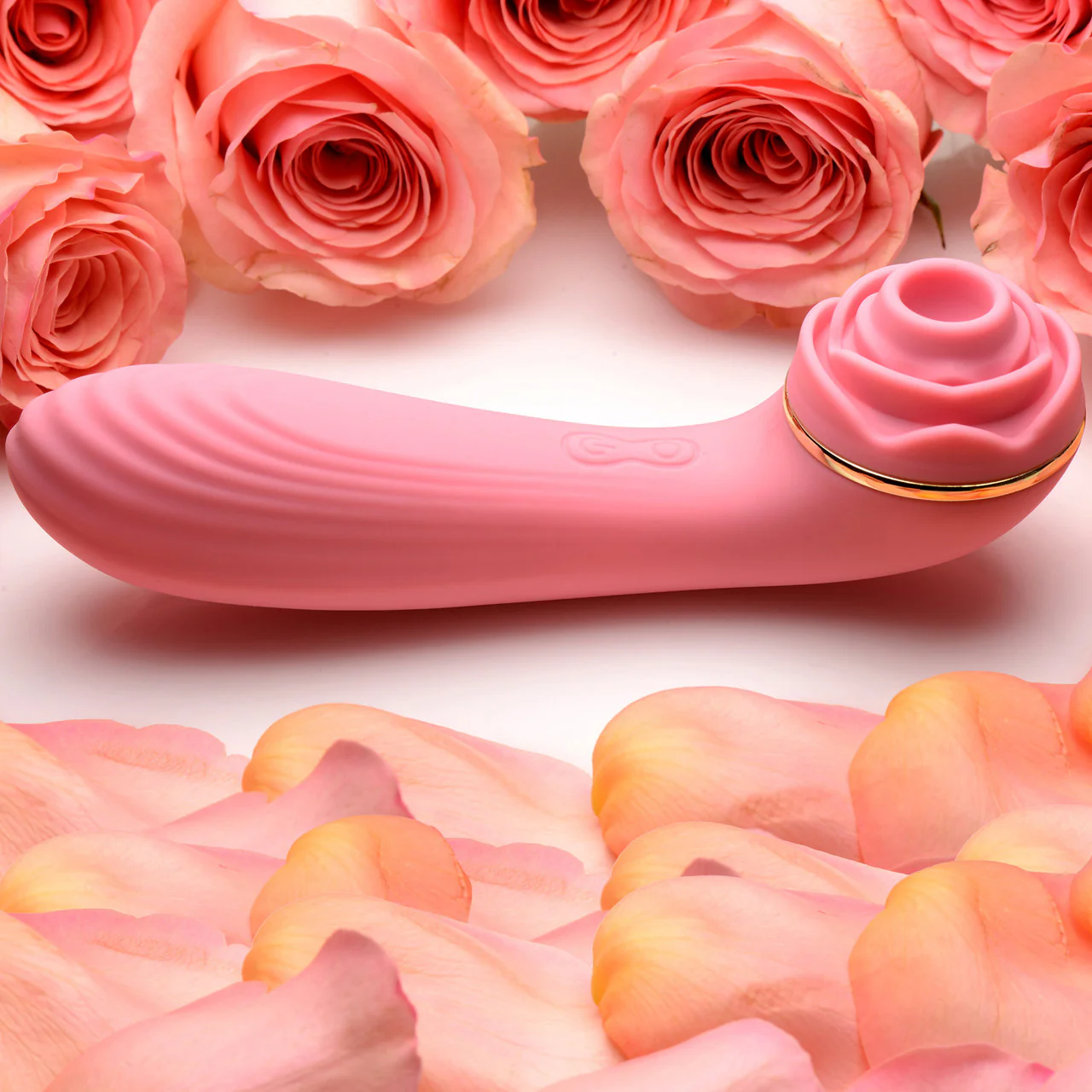 Bloomgasm Passion Petals 10X Air-Stim Silicone Rose Clitoral Stimulator With Insertable Vibrator - Pink - Image 14