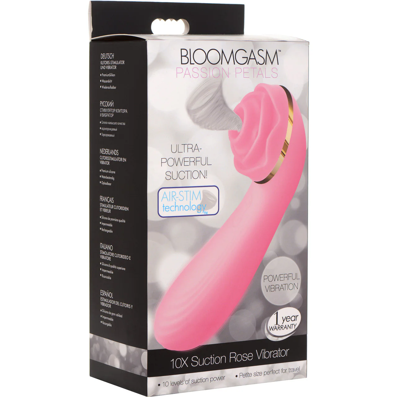 Bloomgasm Passion Petals 10X Air-Stim Silicone Rose Clitoral Stimulator With Insertable Vibrator - Pink - Image 16