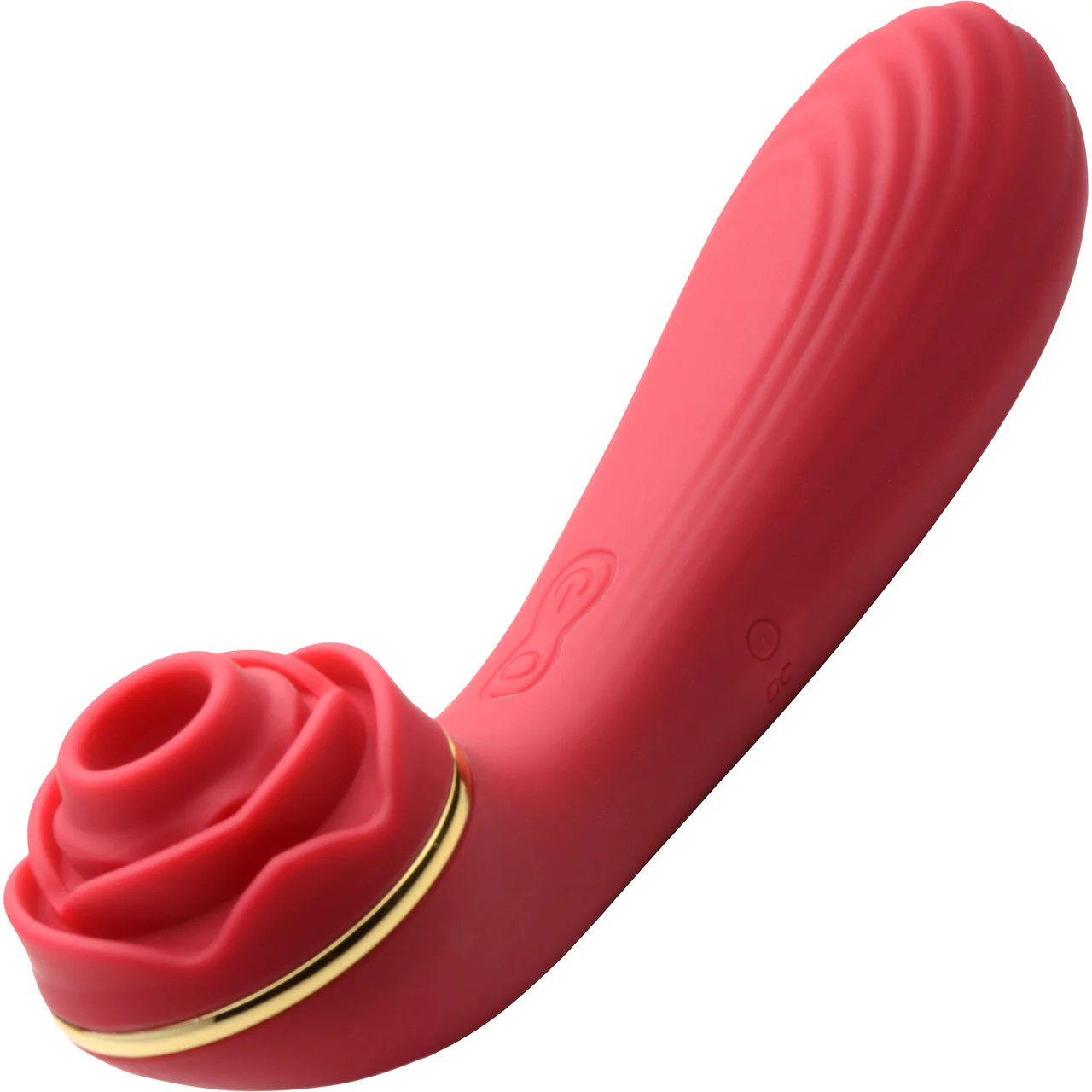 Bloomgasm Passion Petals 10X Air-Stim Silicone Rose Clitoral Stimulator With Insertable Vibrator - Red - Image 4