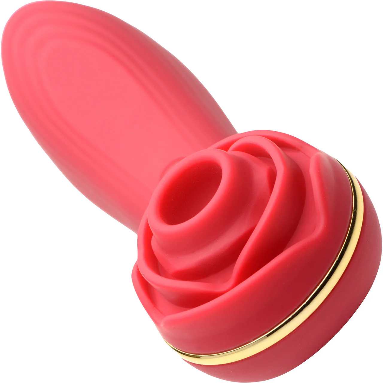 Bloomgasm Passion Petals 10X Air-Stim Silicone Rose Clitoral Stimulator With Insertable Vibrator - Red - Image 5