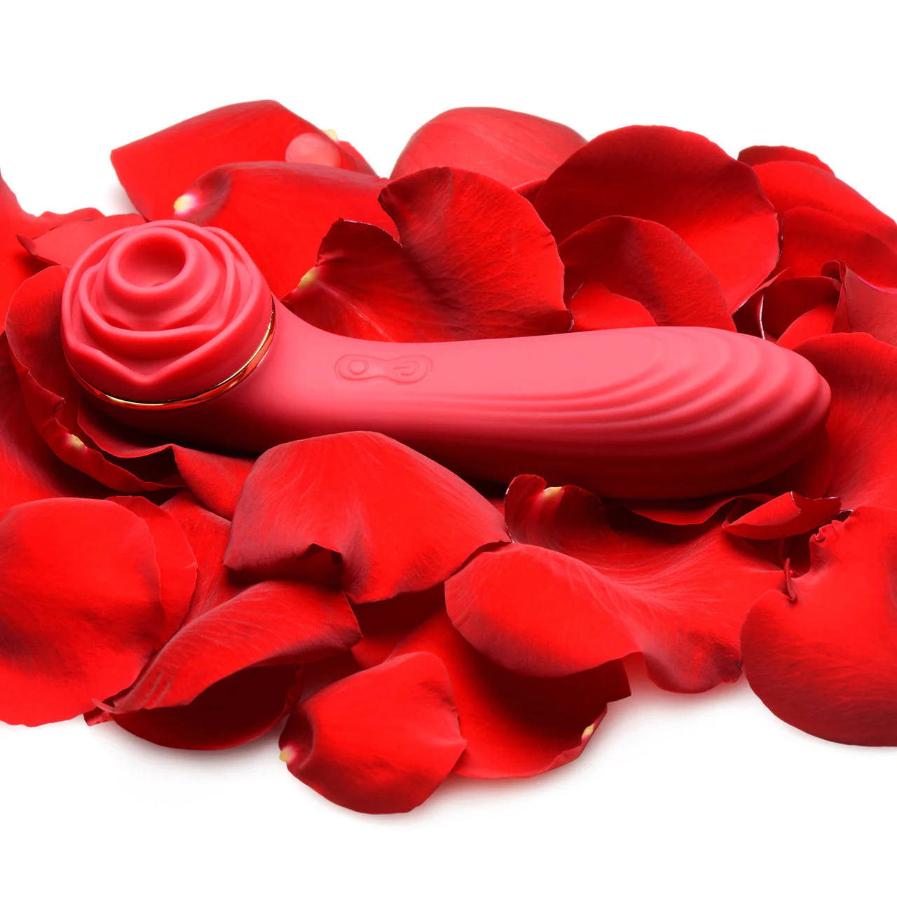 Bloomgasm Passion Petals 10X Air-Stim Silicone Rose Clitoral Stimulator With Insertable Vibrator - Red - Image 9