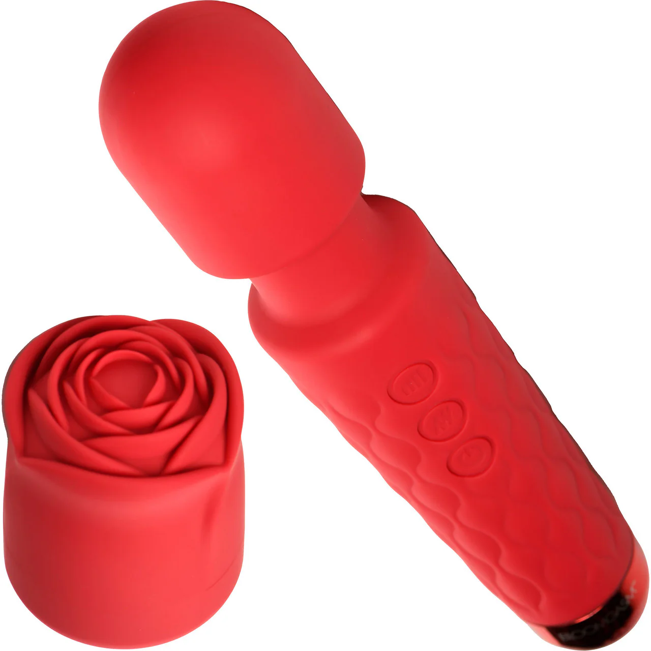 Bloomgasm Pleasure Rose 10X Rechargeable Silicone Wand Vibrator With Rose Attachment - Red - Image 4