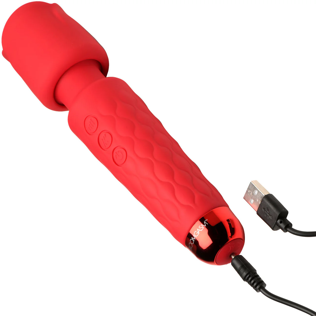 Bloomgasm Pleasure Rose 10X Rechargeable Silicone Wand Vibrator With Rose Attachment - Red - Image 9