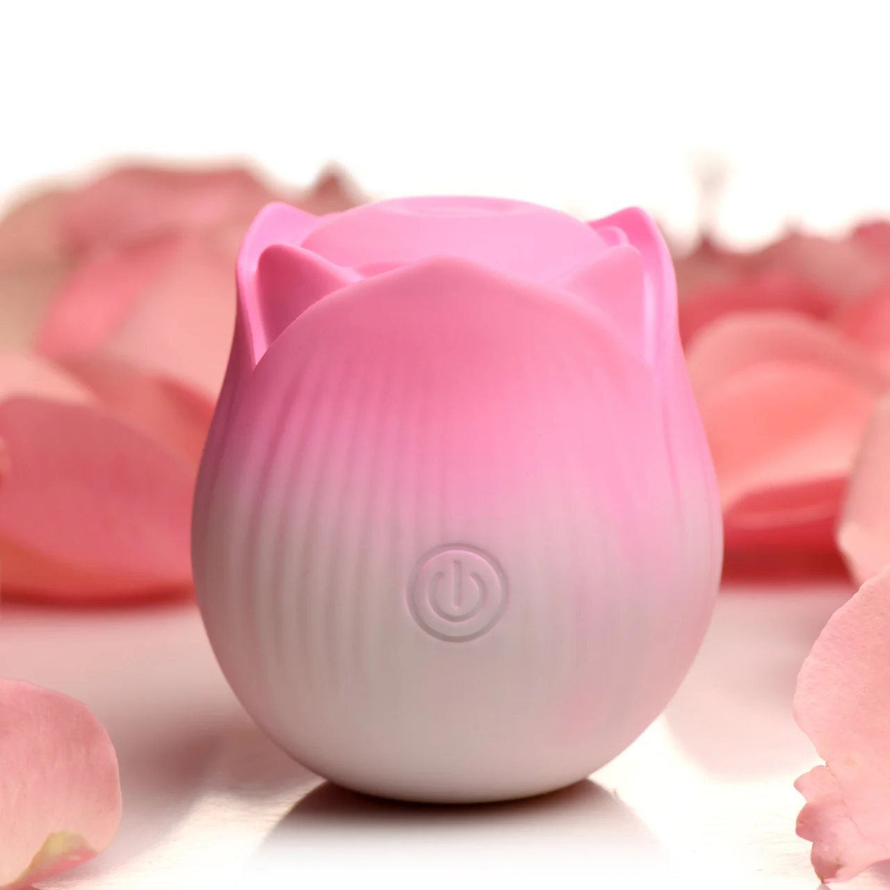 Bloomgasm Pulsing Petals Throbbing Rose Stimulator Rechargeable Clitoral Vibrator - Pink & White - Image 20