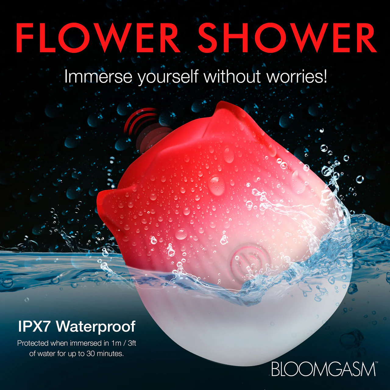 Bloomgasm Pulsing Petals Throbbing Rose Stimulator Rechargeable Clitoral Vibrator - Red & White - Image 12