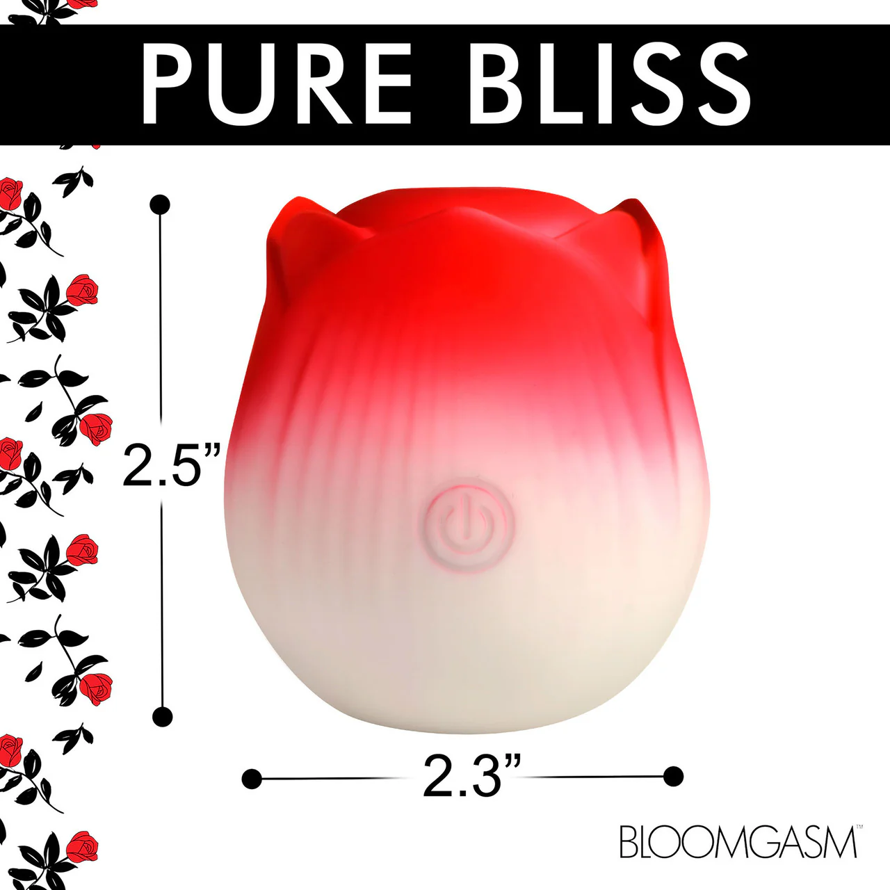 Bloomgasm Pulsing Petals Throbbing Rose Stimulator Rechargeable Clitoral Vibrator - Red & White - Image 15