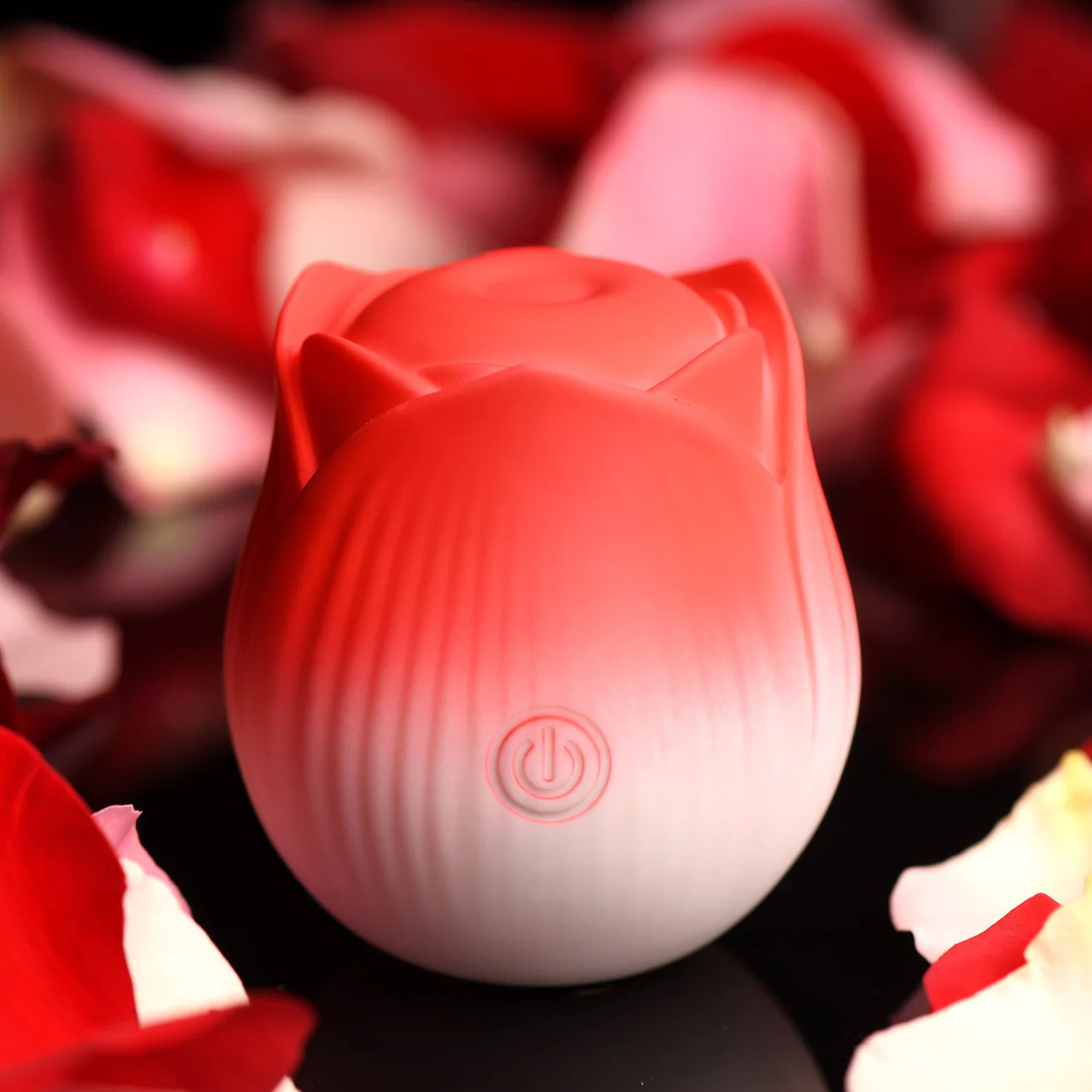 Bloomgasm Pulsing Petals Throbbing Rose Stimulator Rechargeable Clitoral Vibrator - Red & White - Image 16