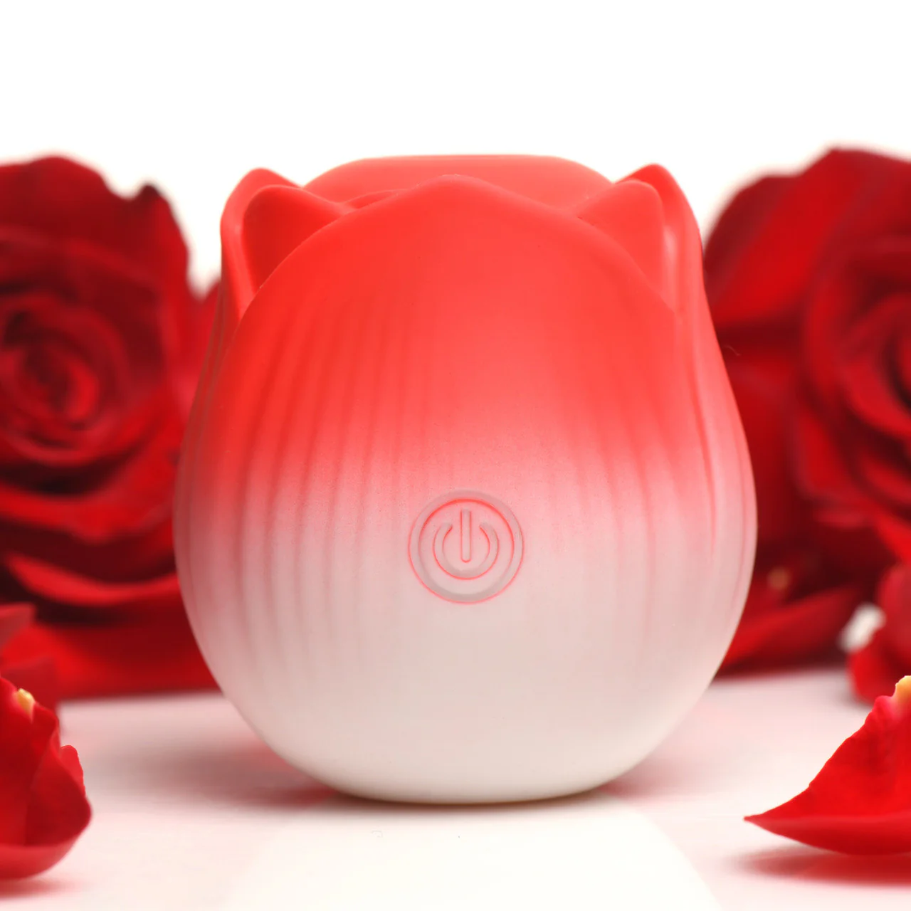Bloomgasm Pulsing Petals Throbbing Rose Stimulator Rechargeable Clitoral Vibrator - Red & White - Image 18