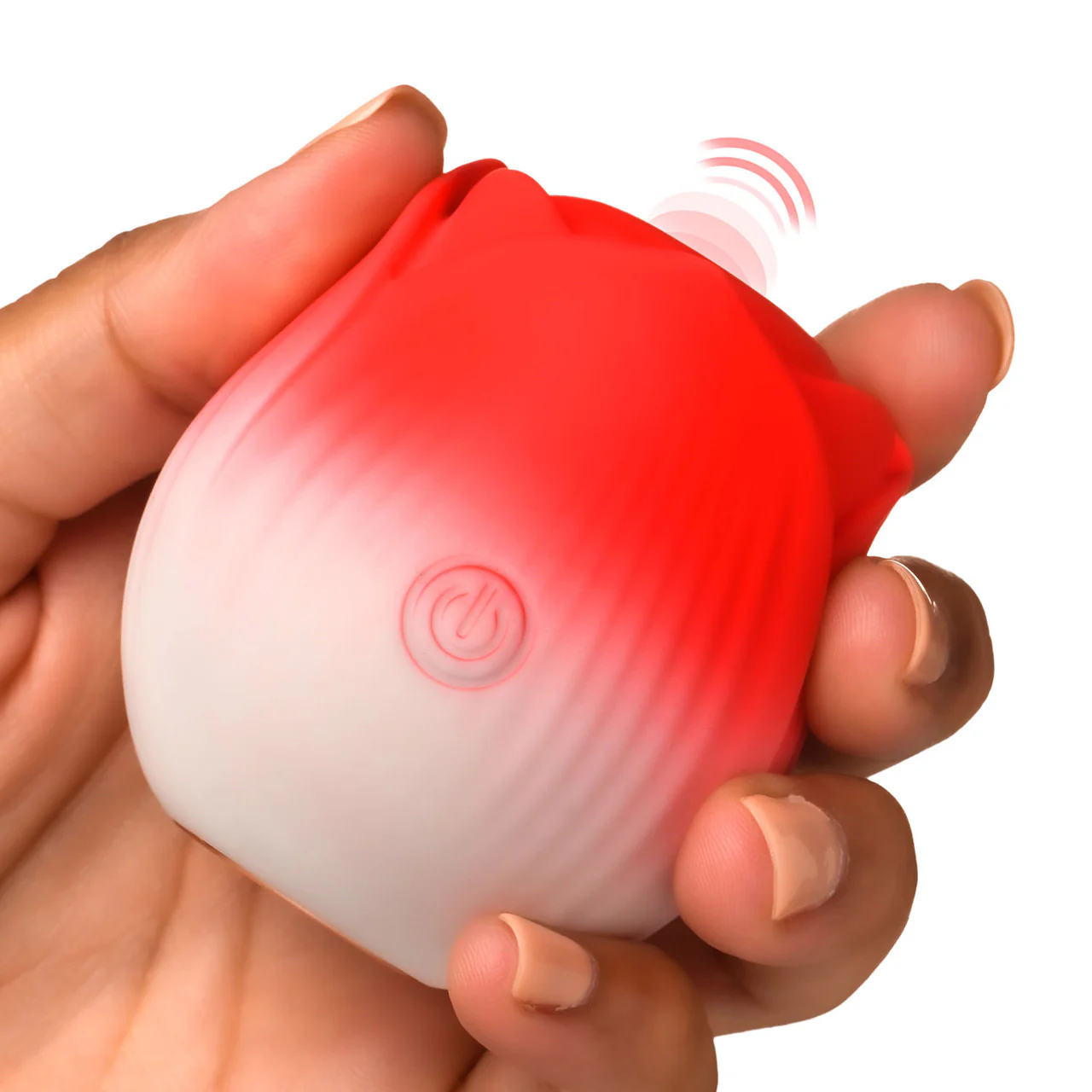 Bloomgasm Pulsing Petals Throbbing Rose Stimulator Rechargeable Clitoral Vibrator - Red & White - Image 4