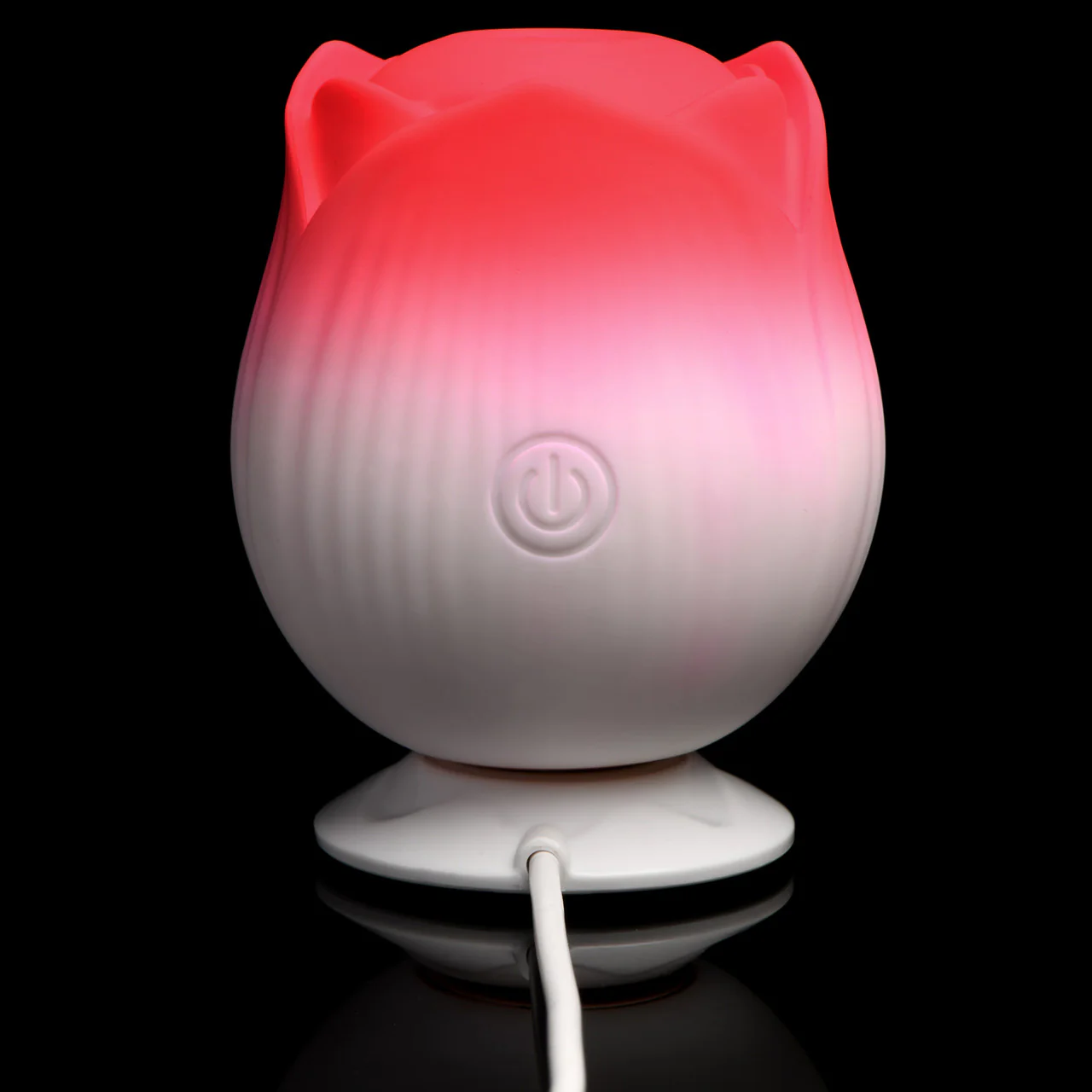Bloomgasm Pulsing Petals Throbbing Rose Stimulator Rechargeable Clitoral Vibrator - Red & White - Image 7