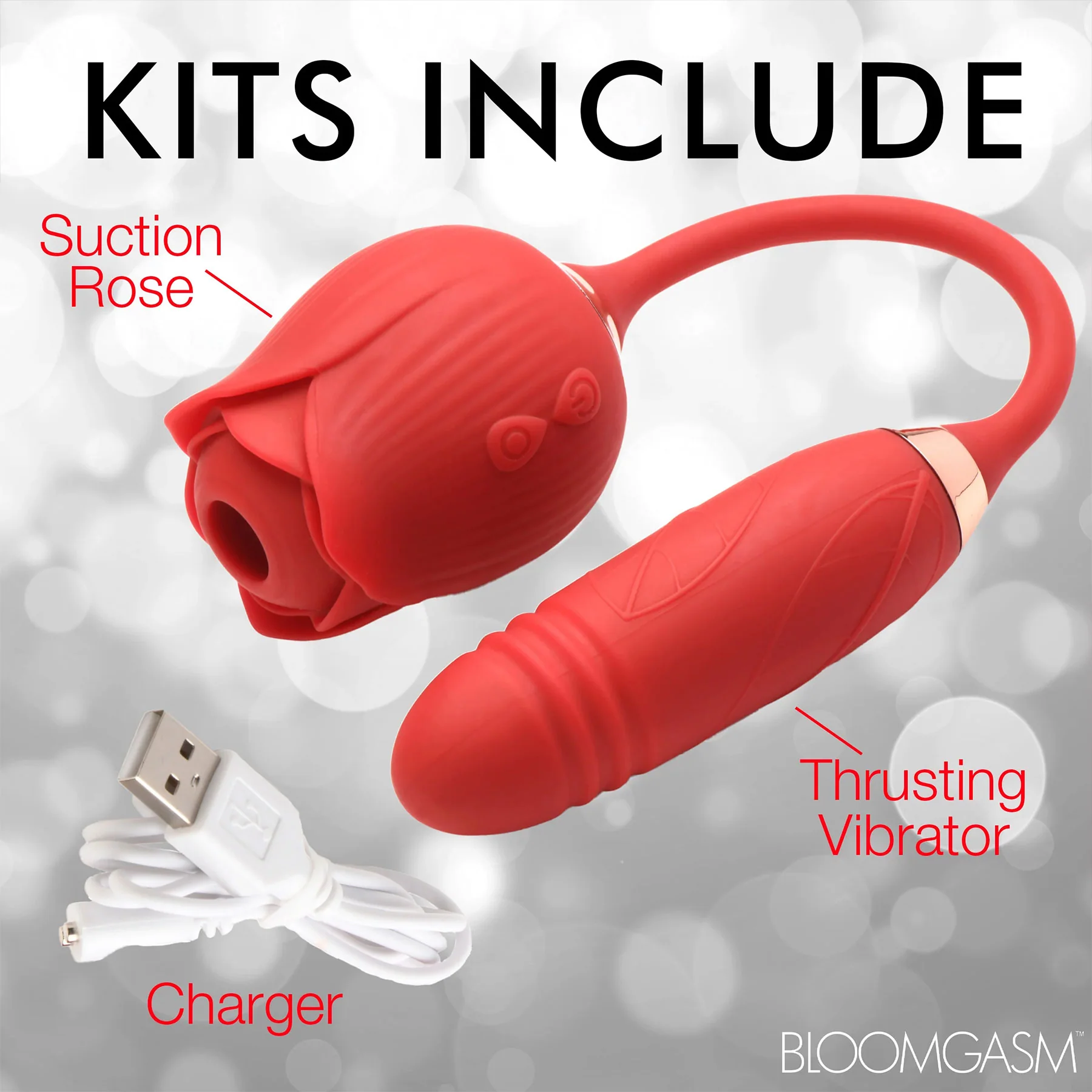 Bloomgasm Romping Rose 10X Silicone Suction Rose & Thrusting Vibrator - Image 15