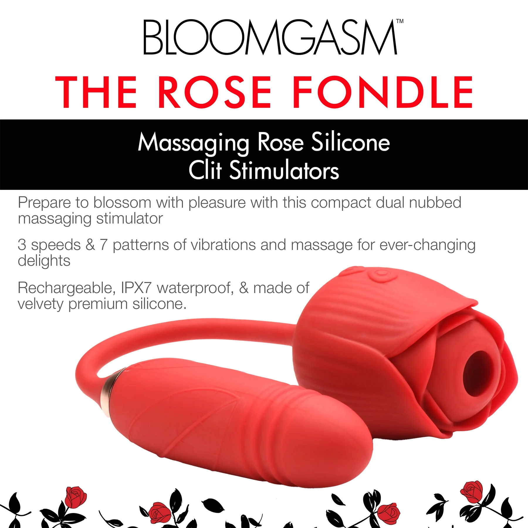 Bloomgasm Romping Rose 10X Silicone Suction Rose & Thrusting Vibrator - Image 17