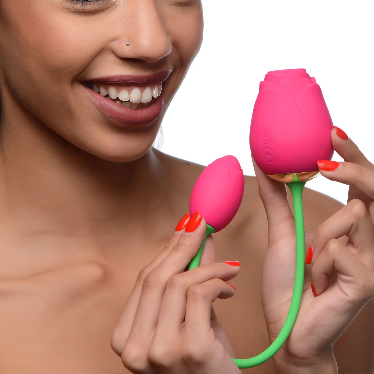 Bloomgasm Rose Duet 15X Silicone Rechargeable Clitoral Pressure Wave Stimulator With Vibration - Image 6