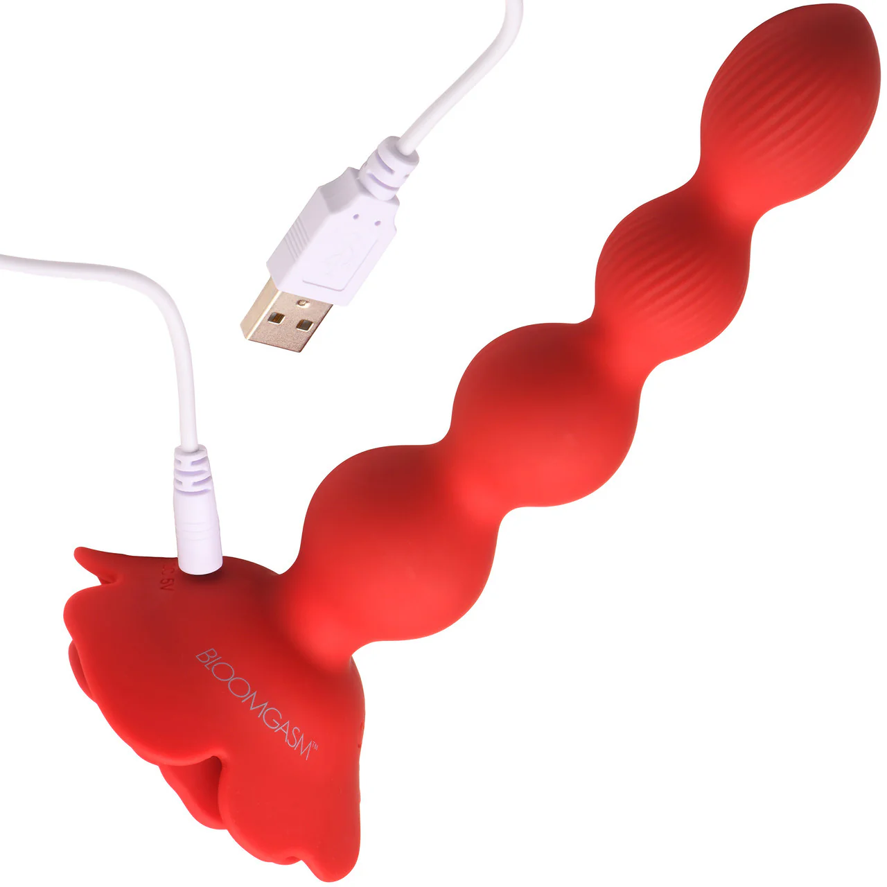 Bloomgasm Rose Twirl 10X Vibrating & Rotating Rechargeable Silicone Anal Beads - Red - Image 11
