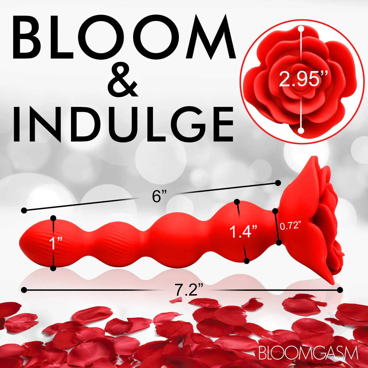 Bloomgasm Rose Twirl 10X Vibrating & Rotating Rechargeable Silicone Anal Beads - Red - Image 15