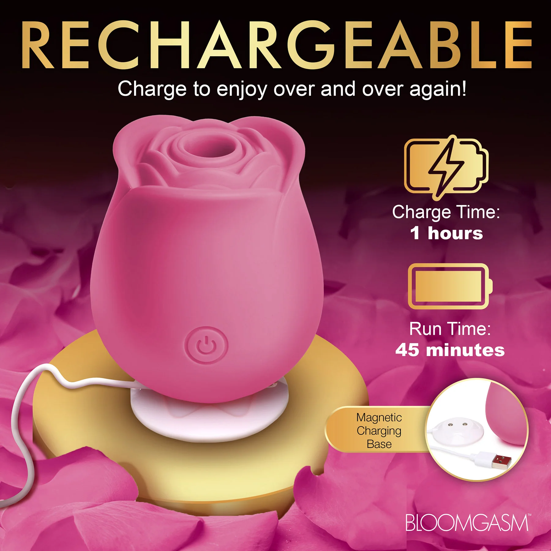 Bloomgasm The Perfect Rose Silicone Pressure Wave Clitoral Stimulator - Image 4