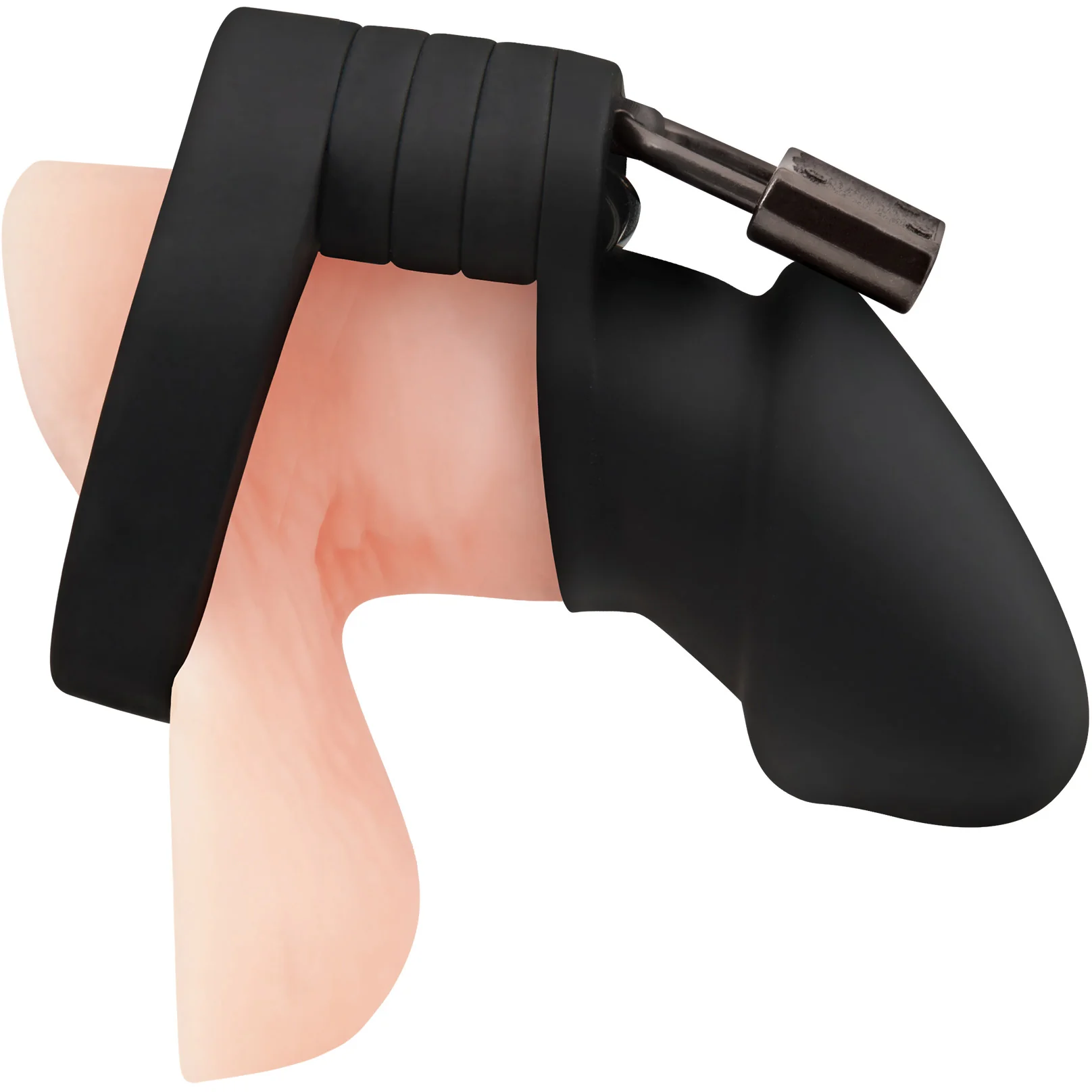 Blueline Silicone Chastity Cock Cage With Padlock - Image 2