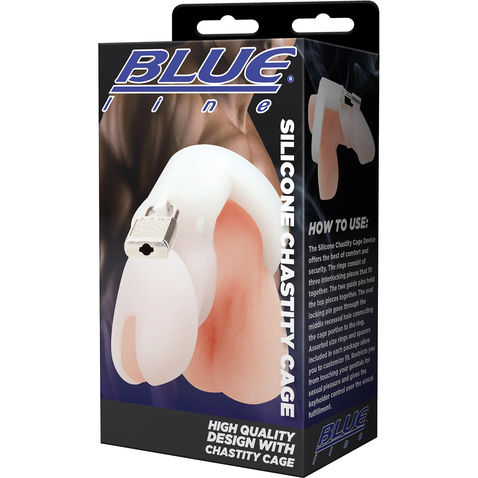 Blueline Silicone Chastity Cock Cage With Padlock - Image 9