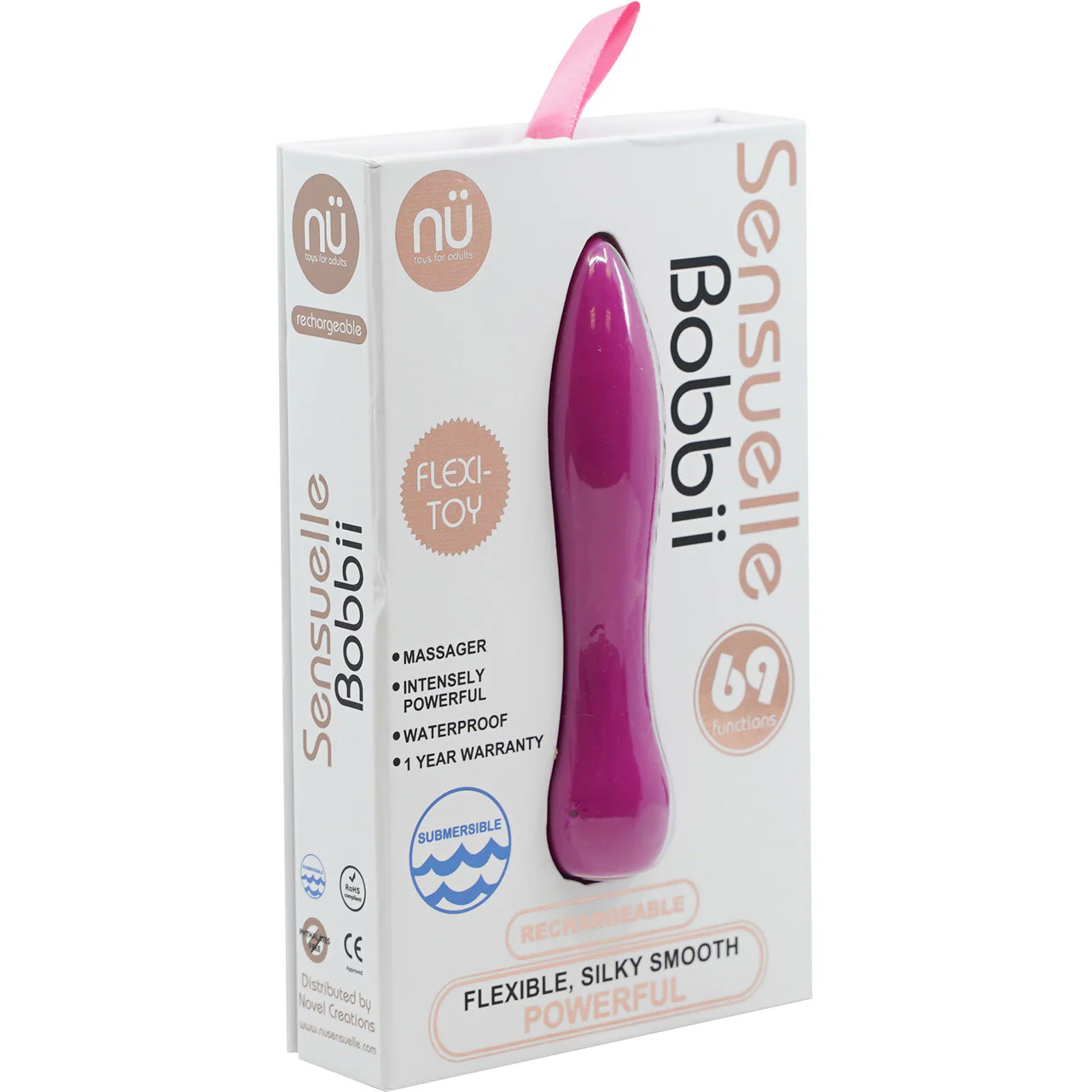 Bobbii Flexible 69 Function Silicone Rechargeable Flexible Bullet Vibrator By Nu Sensuelle - Magenta - Image 2