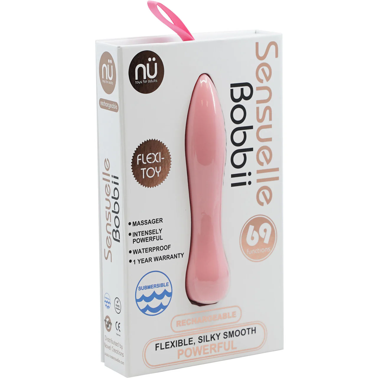 Bobbii Flexible 69 Function Silicone Rechargeable Flexible Bullet Vibrator By Nu Sensuelle - Pink - Image 2