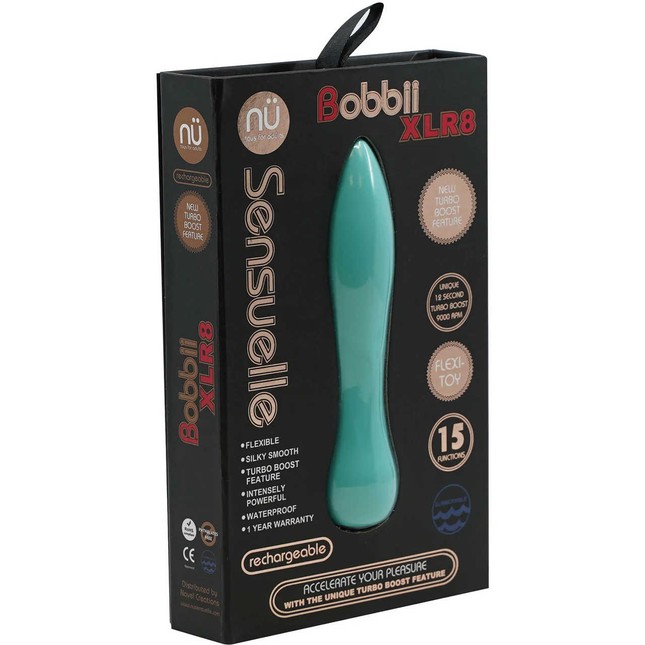 Bobbii XLR8 Flexible 15 Function Silicone Bullet Vibrator With Turbo Boost By Nu Sensuelle - Blue - Image 2