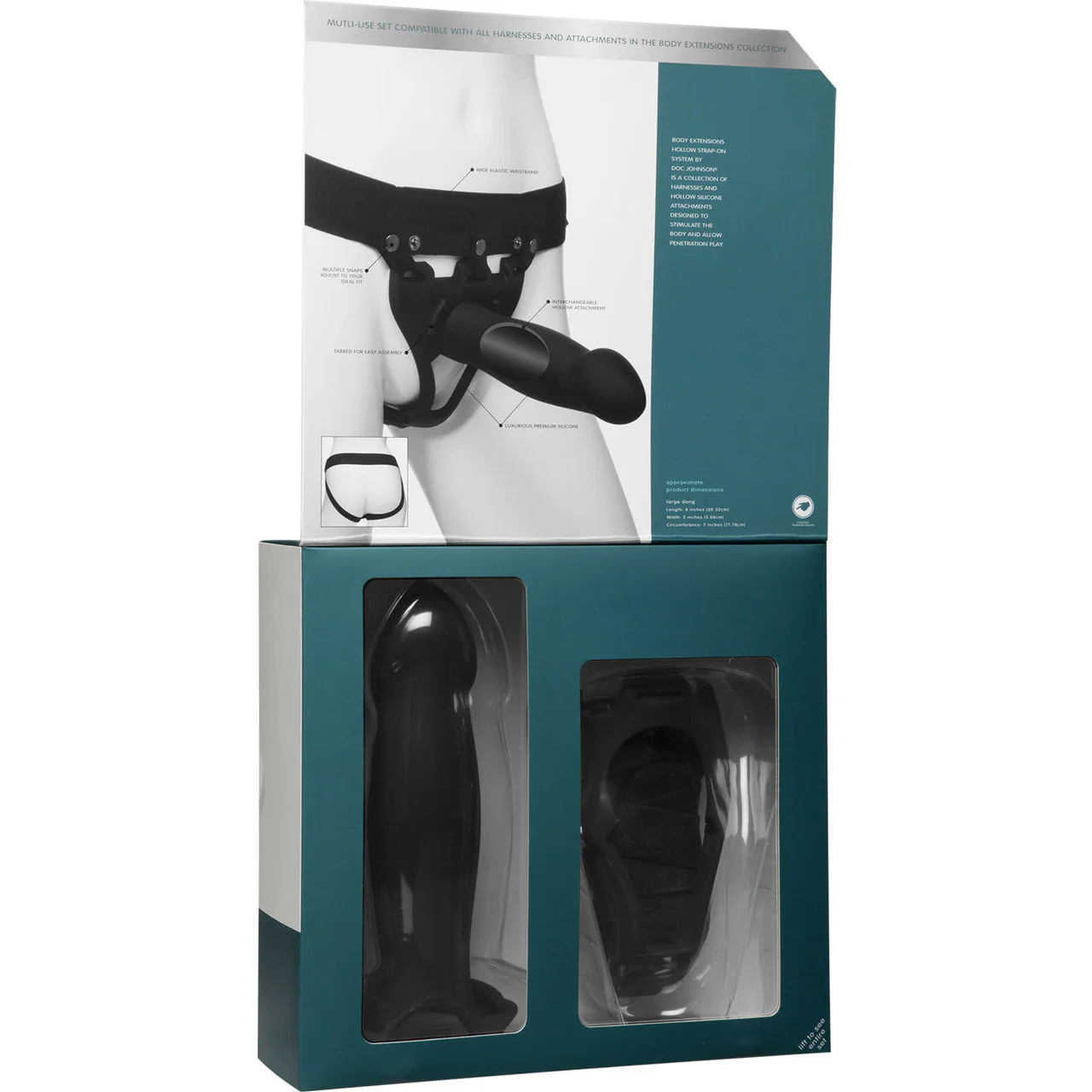 Body Extensions BE Bold 8" Hollow Silicone Strap-On System by Doc Johnson - Image 7